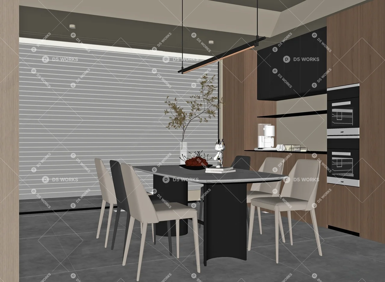 Modern Dining Room (Home) 3d model thumbnail 2