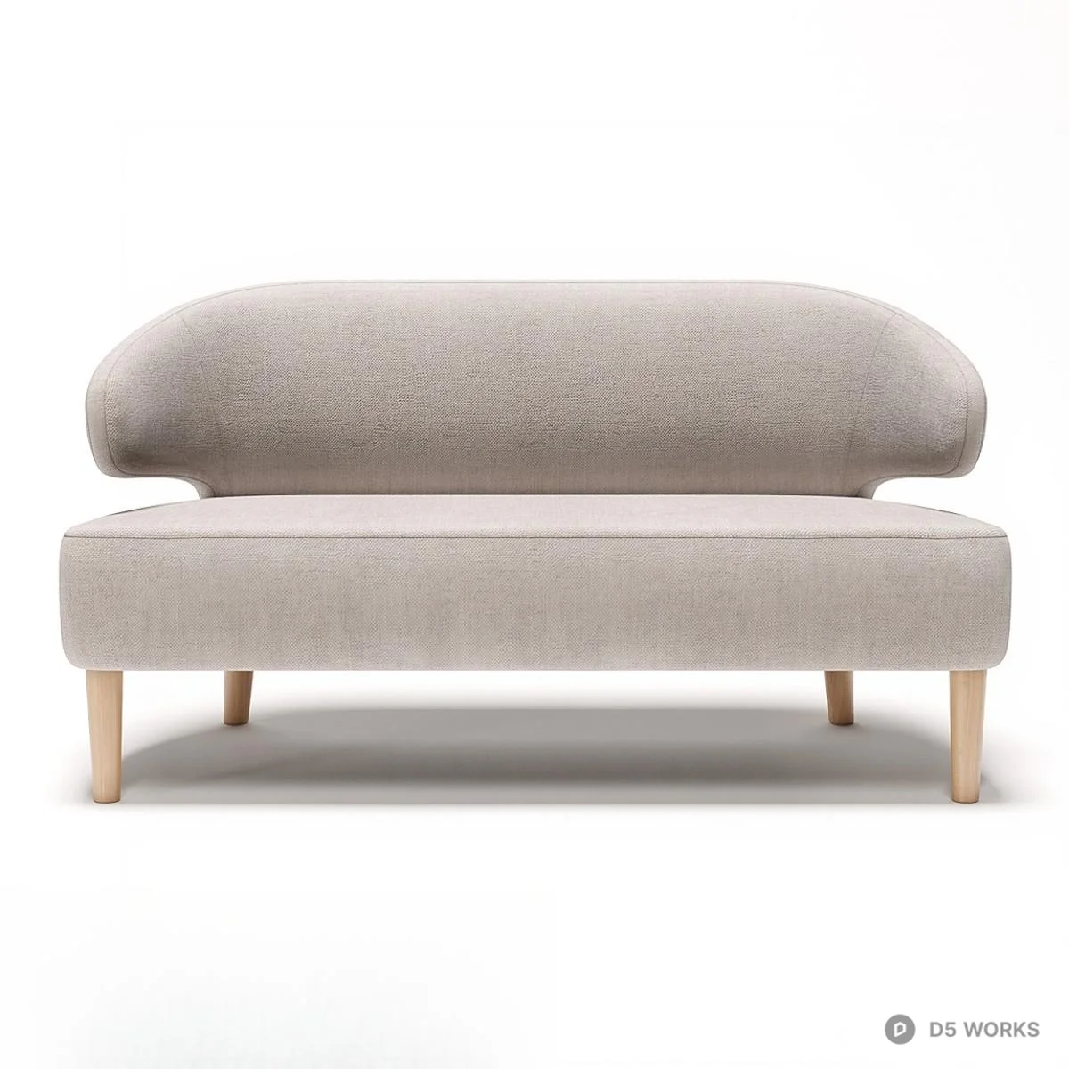 Minimalist Upholstered Two-Seater Sofa 3d model thumbnail 2