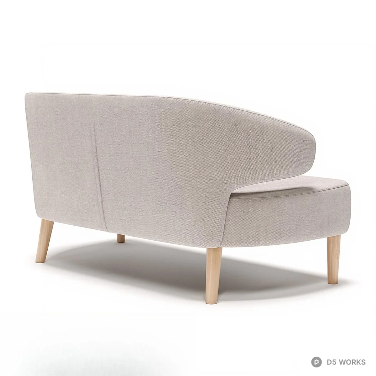 Minimalist Upholstered Two-Seater Sofa 3d model thumbnail 3