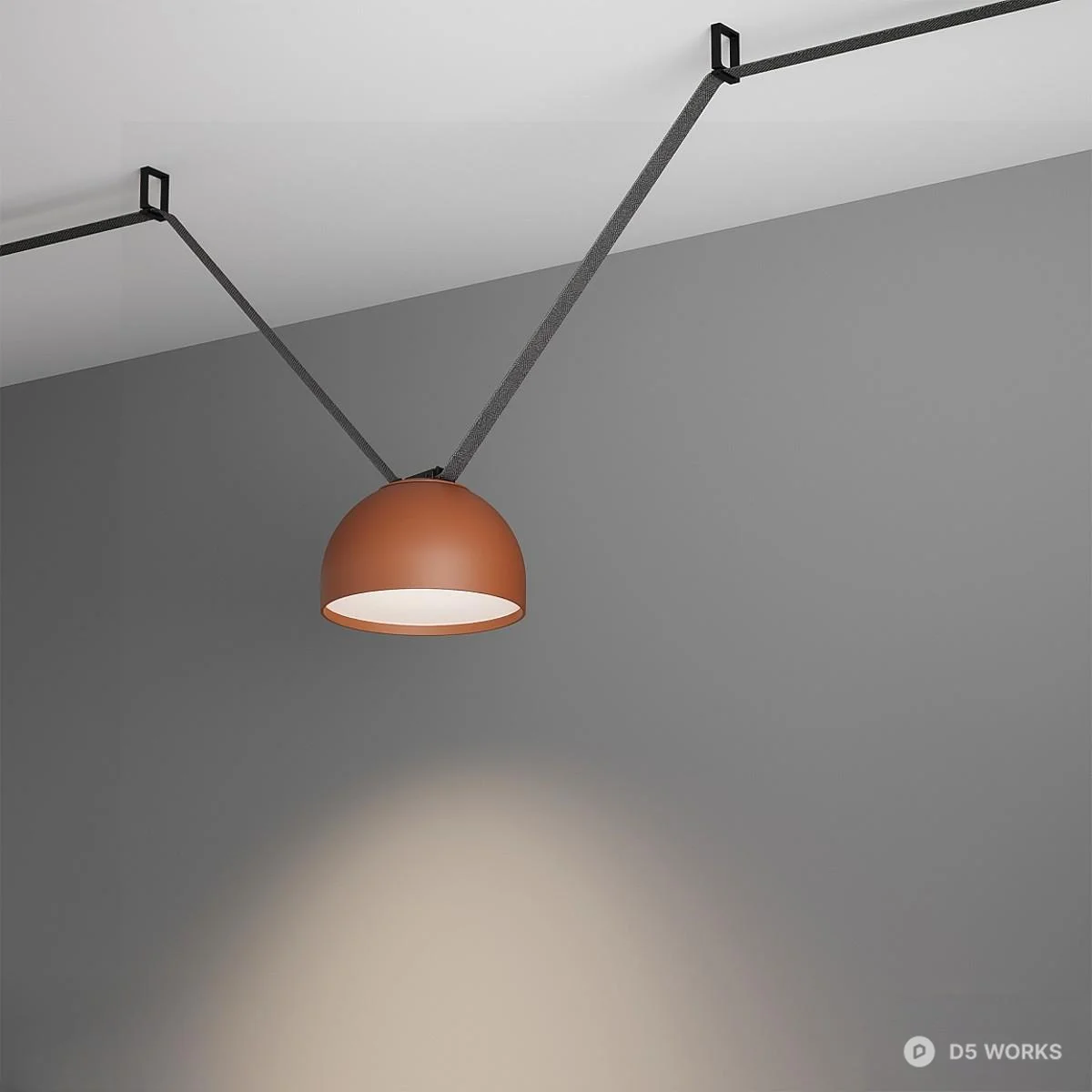 Matte Terracotta Dome Pendant Light 3d model thumbnail 5