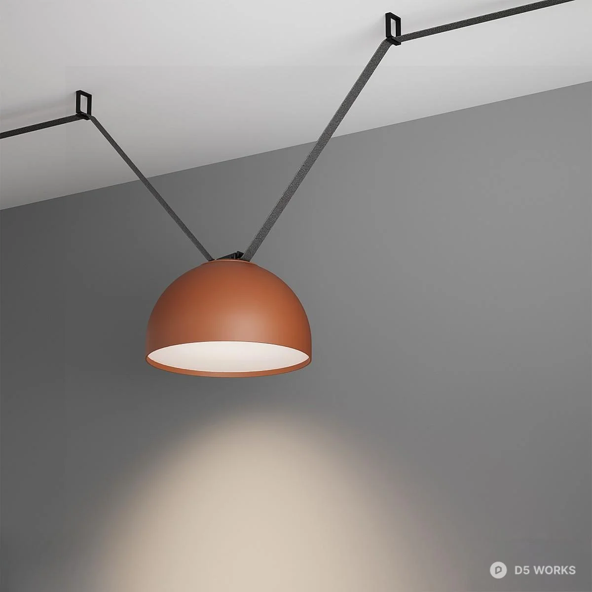 Matte Terracotta Dome Pendant Light 3d model thumbnail 4