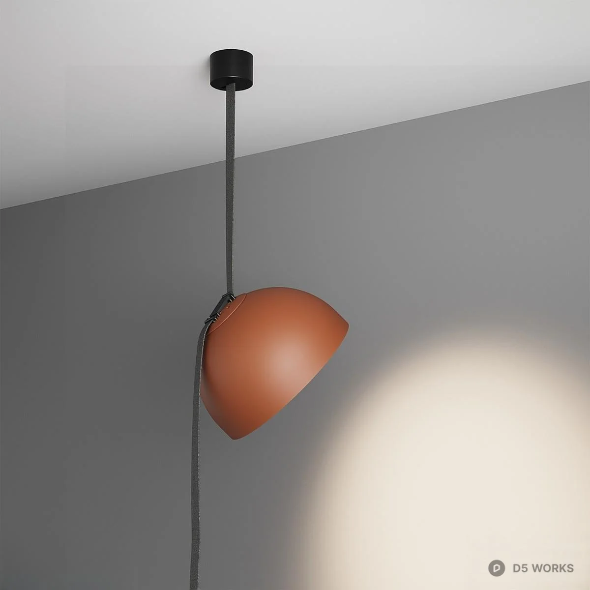 Matte Terracotta Dome Pendant Light 3d model thumbnail 6