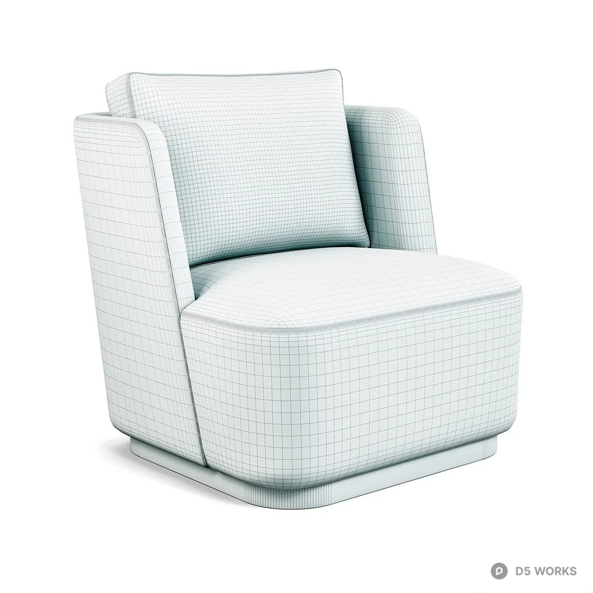 Textured Fabric Armchair With Swivel Base 3d model thumbnail 4