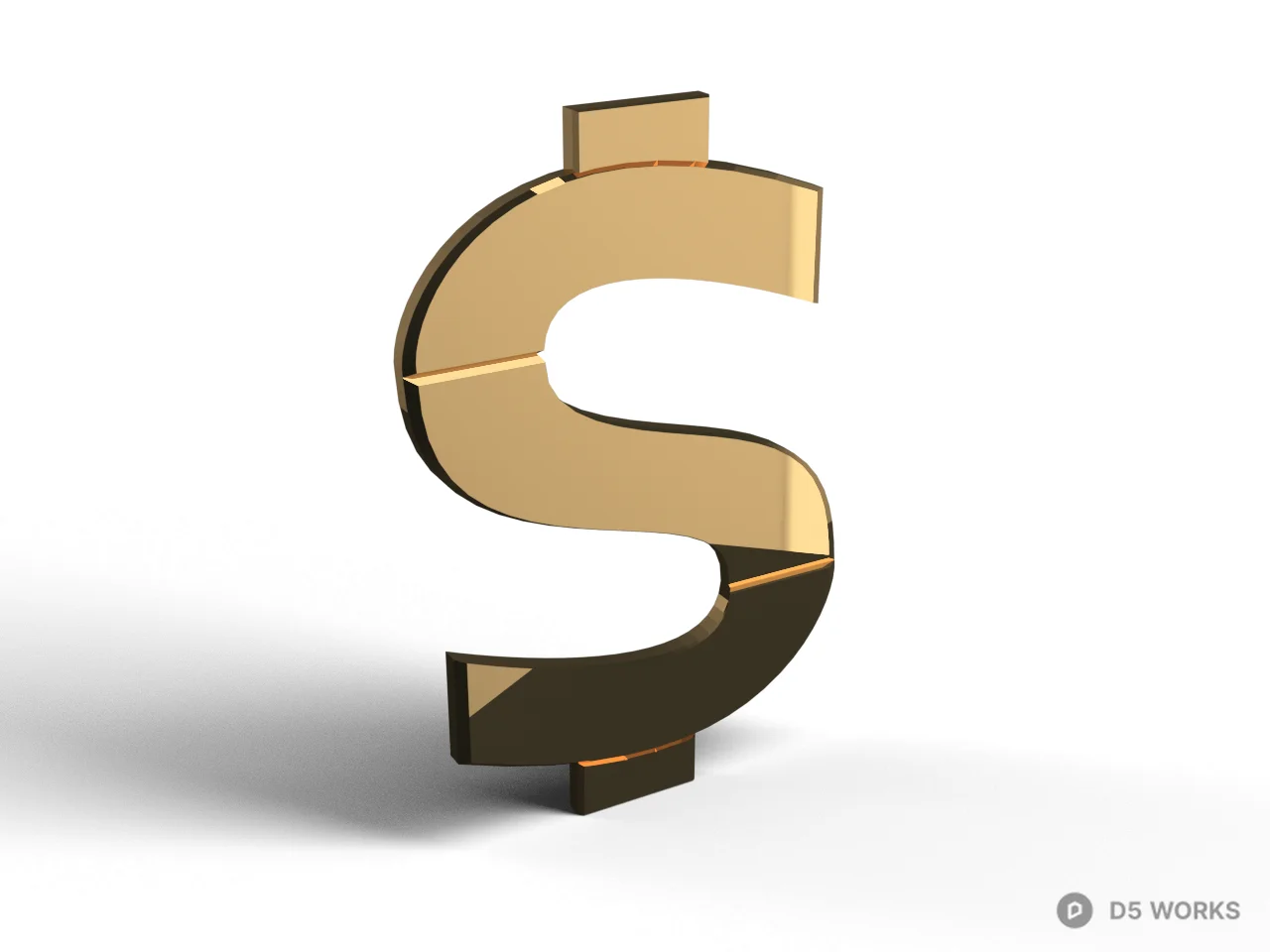 Golden Dollar Sign Sculpture 3d model - Image 1