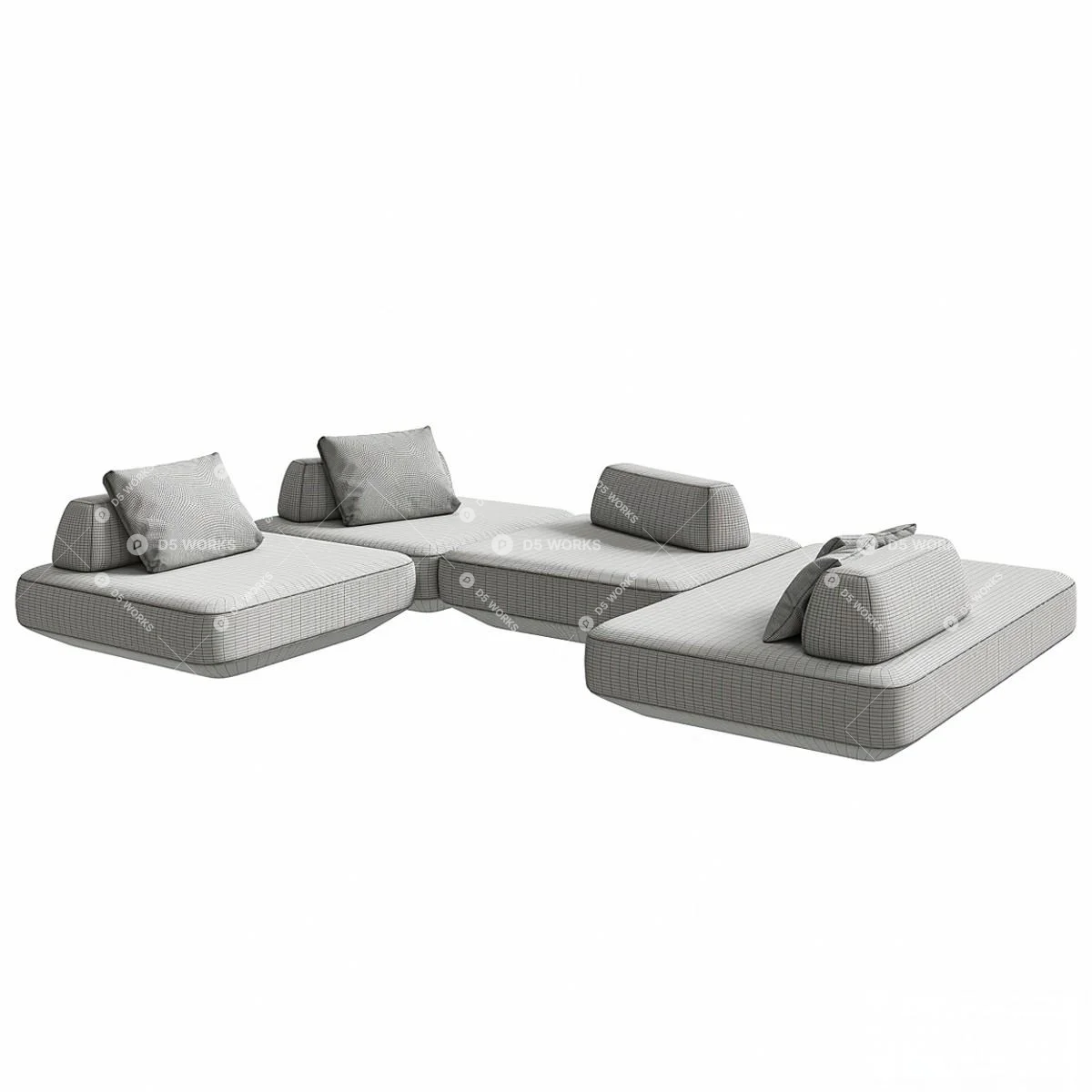 Modern Multi-seater Sofa 3d model thumbnail 2