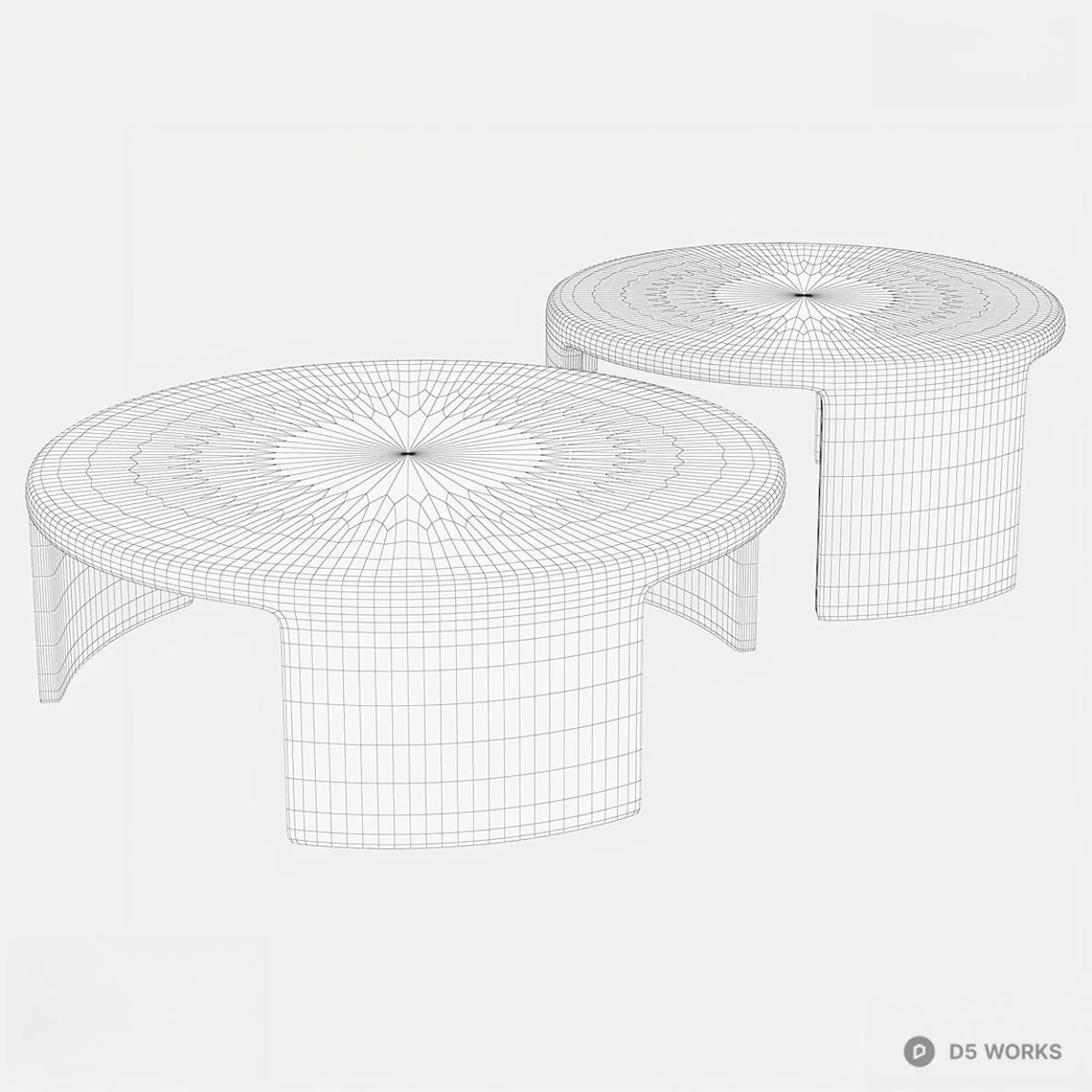 Minimalist Black Round Coffee Table Set 3d model thumbnail 2