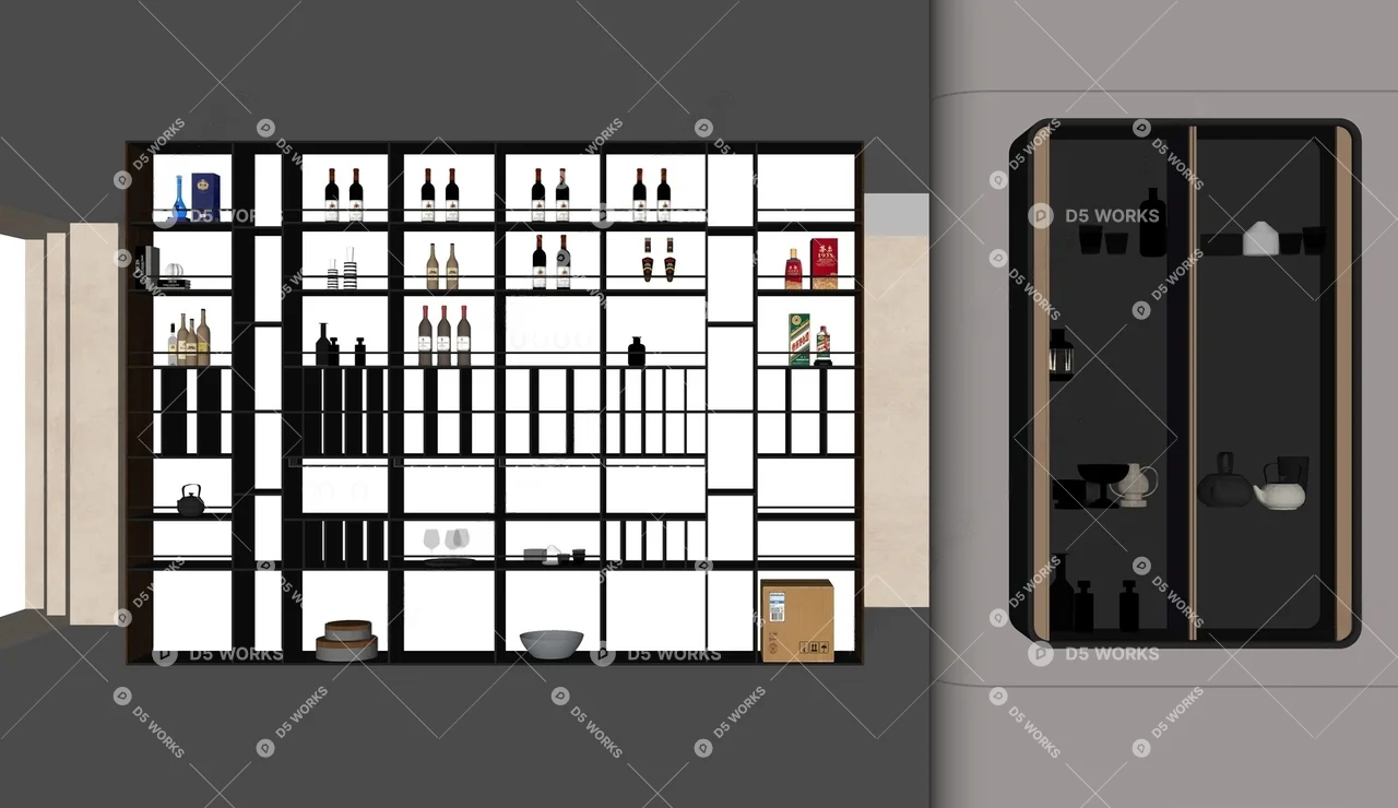 Modern Wine Cabinet 3d model thumbnail 2