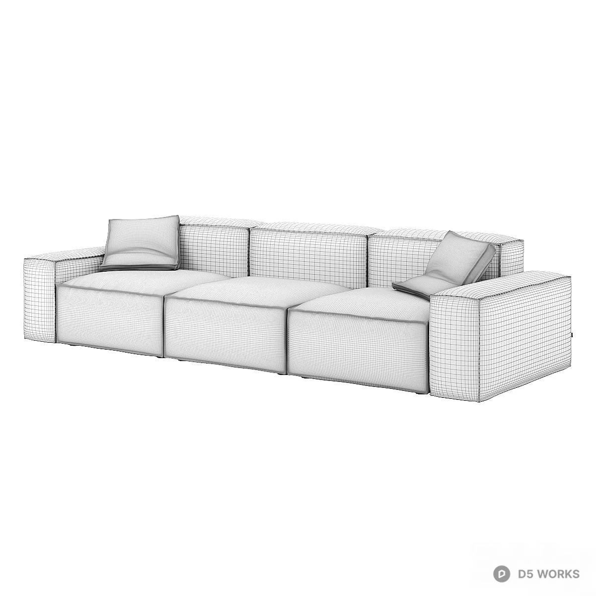 Modular Gray Fabric Sofa 3d model thumbnail 4