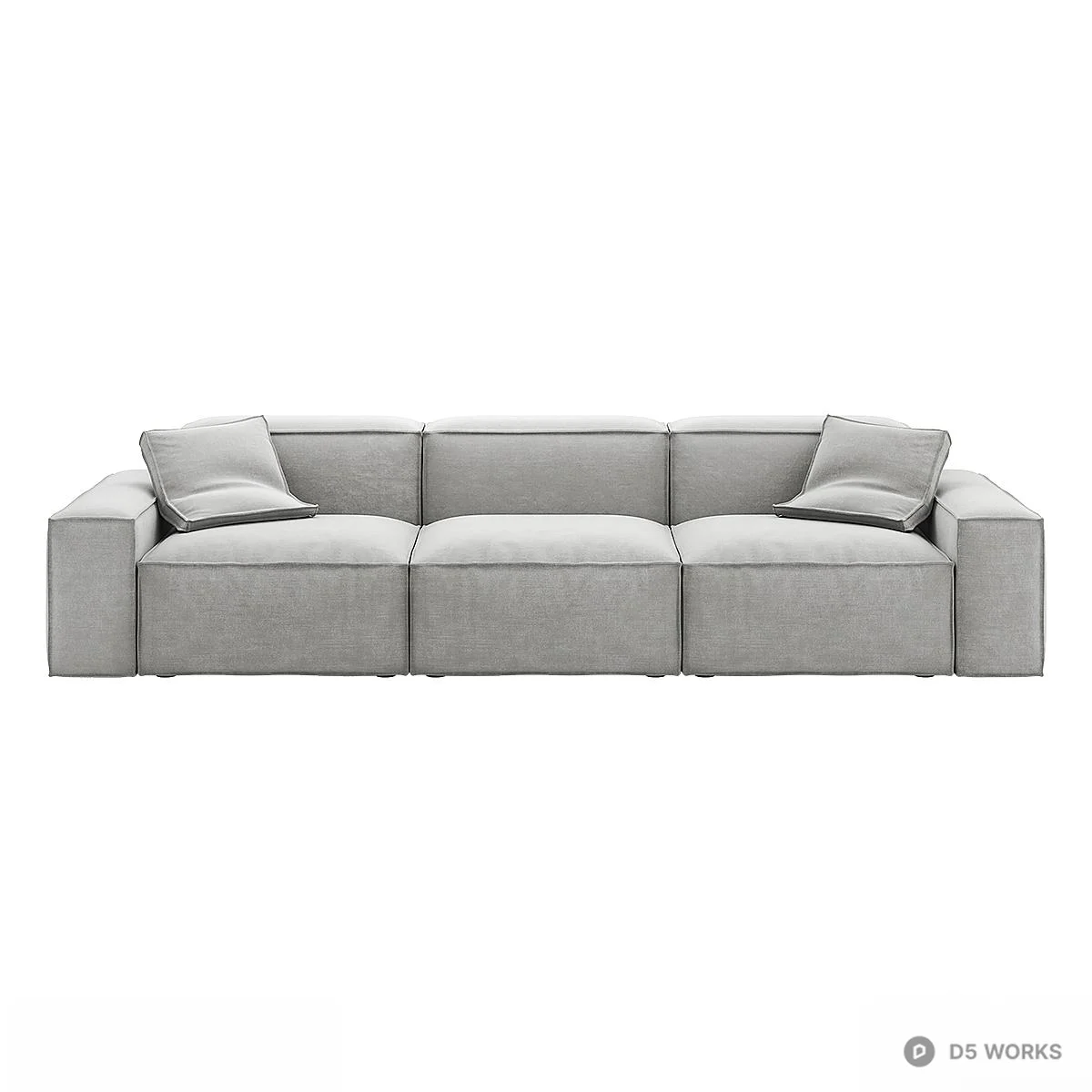 Modular Gray Fabric Sofa 3d model thumbnail 2