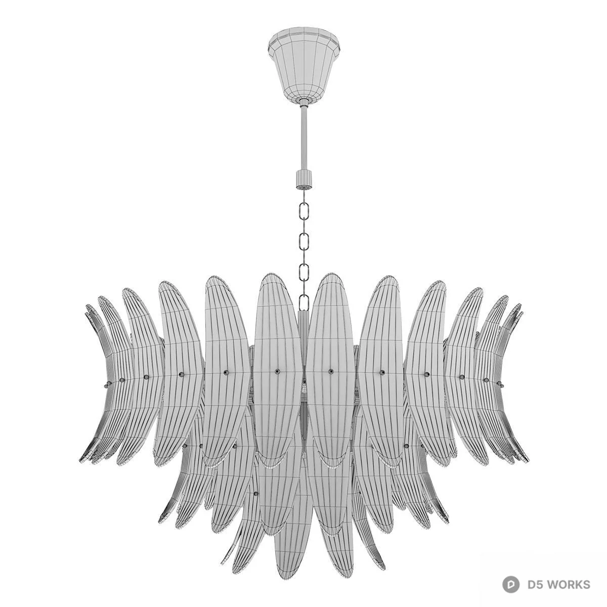 Brass Frame Glass Globe Chandelier 3d model thumbnail 2