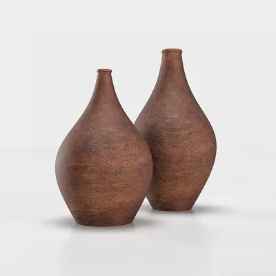 Rustic Ceramic Vase Set 3d model
