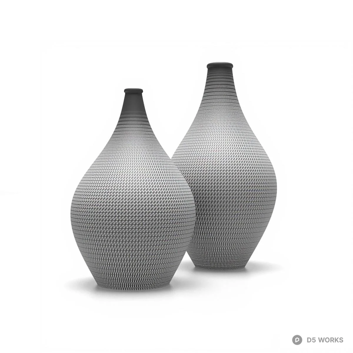 Rustic Ceramic Vase Set 3d model thumbnail 2