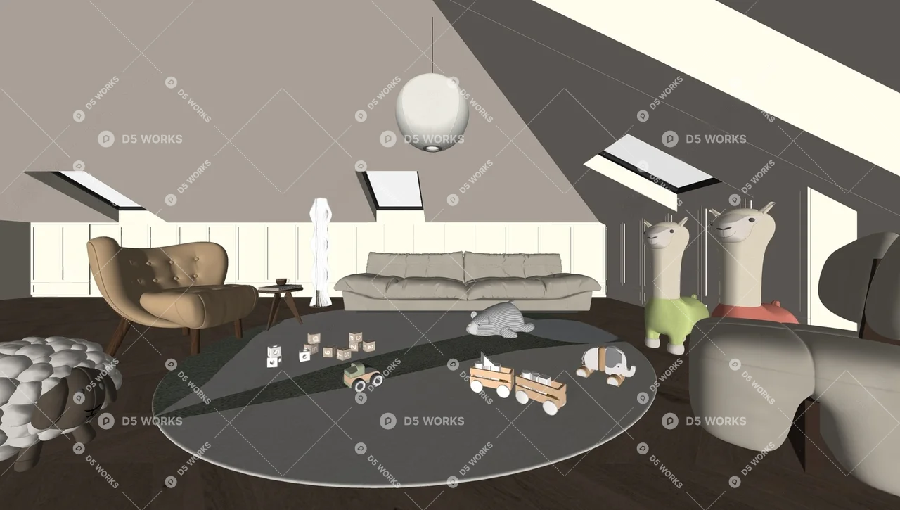 Modern Home Living Room 3d model thumbnail 2