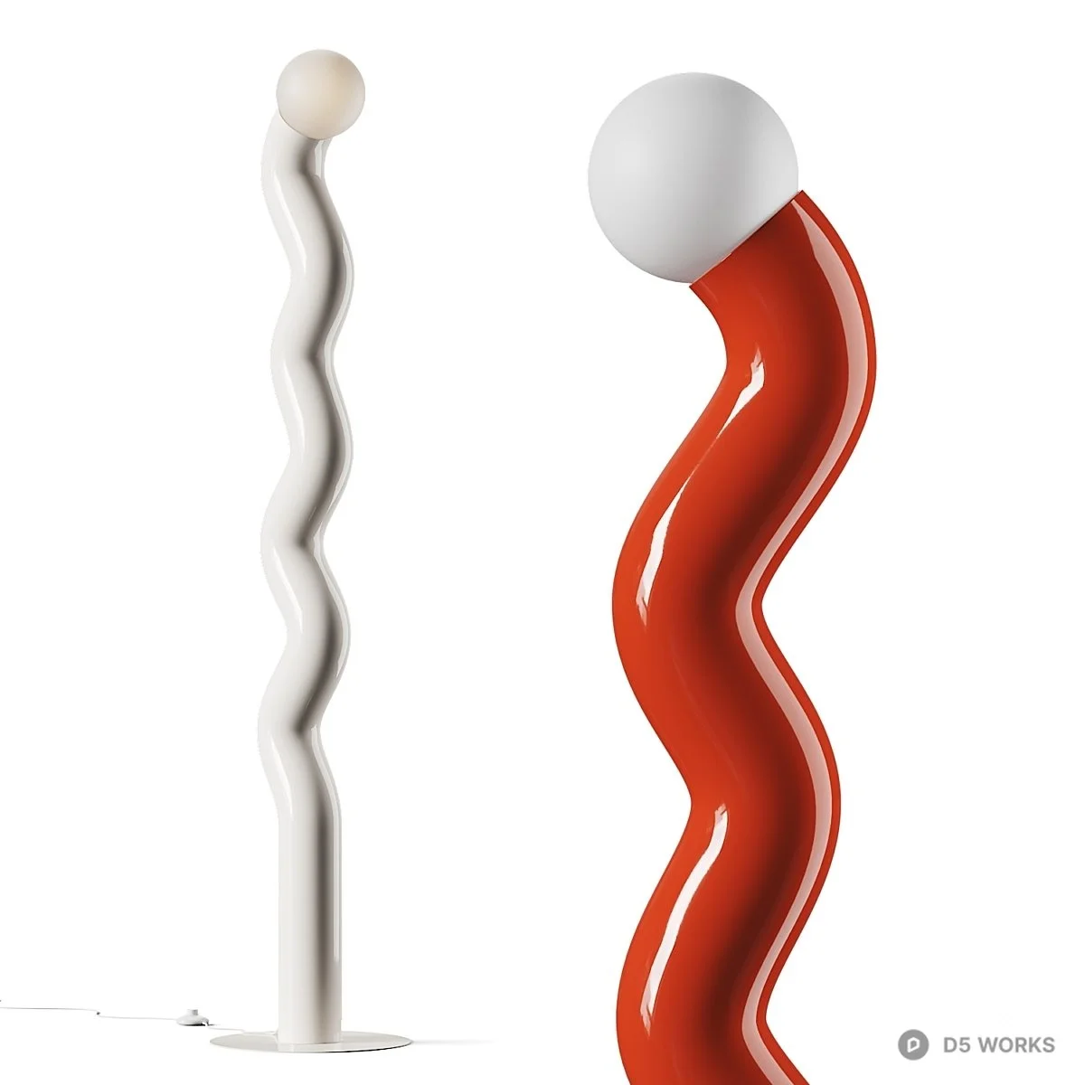 Wavy Stem Floor Lamp 3d model - Image 1