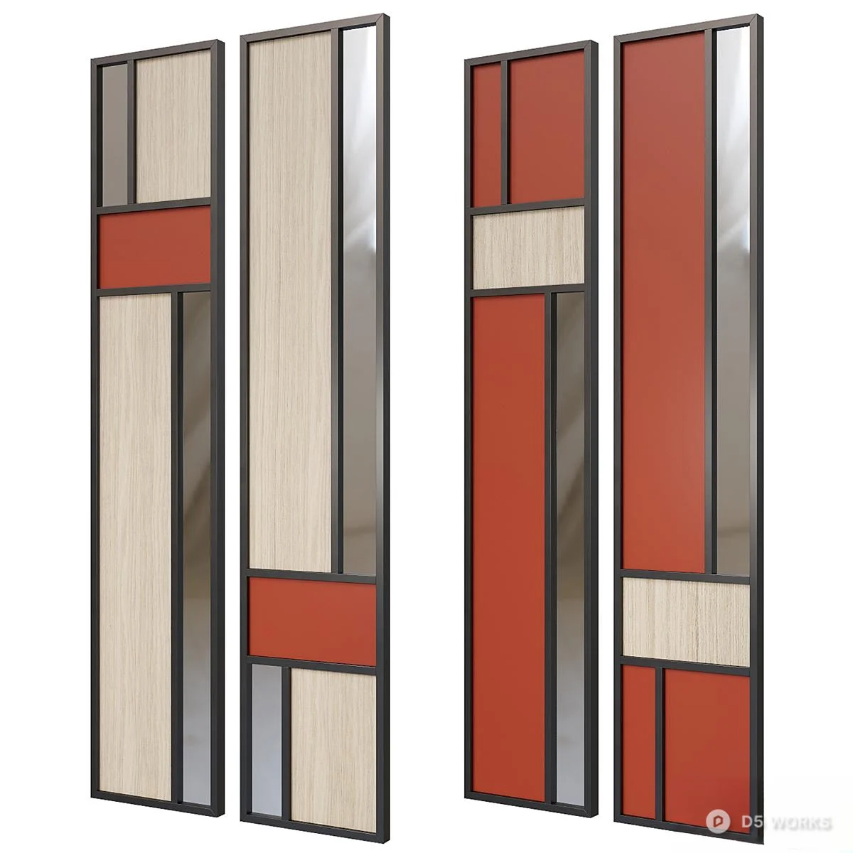 Modern Geometric Partition Screen 3d model thumbnail 2