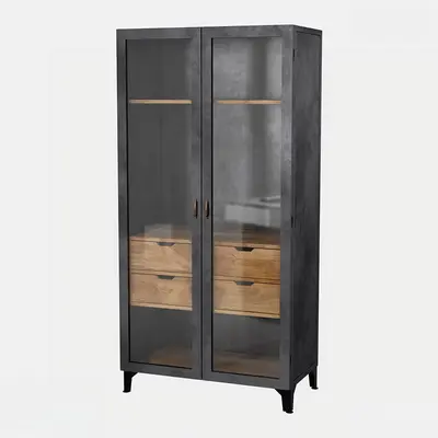 Industrial Style Wardrobe With Glass Doors 3d model