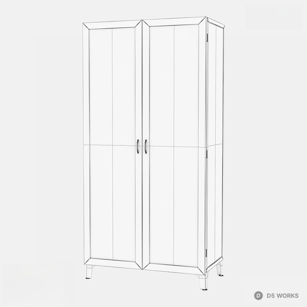 Industrial Style Wardrobe With Glass Doors 3d model thumbnail 2