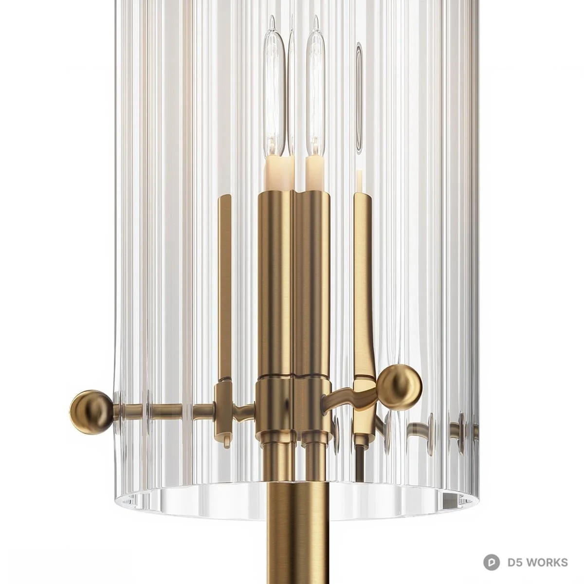 Brass Fluted Glass Wall Sconce 3d model thumbnail 4