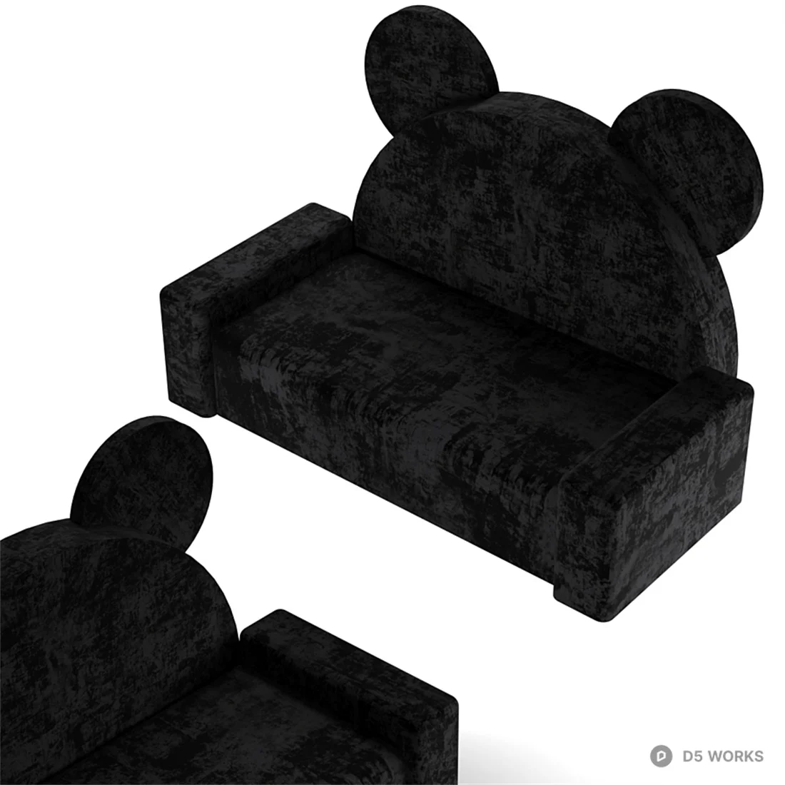 Mickey Ear Shape Children Sofa 3d model thumbnail 2