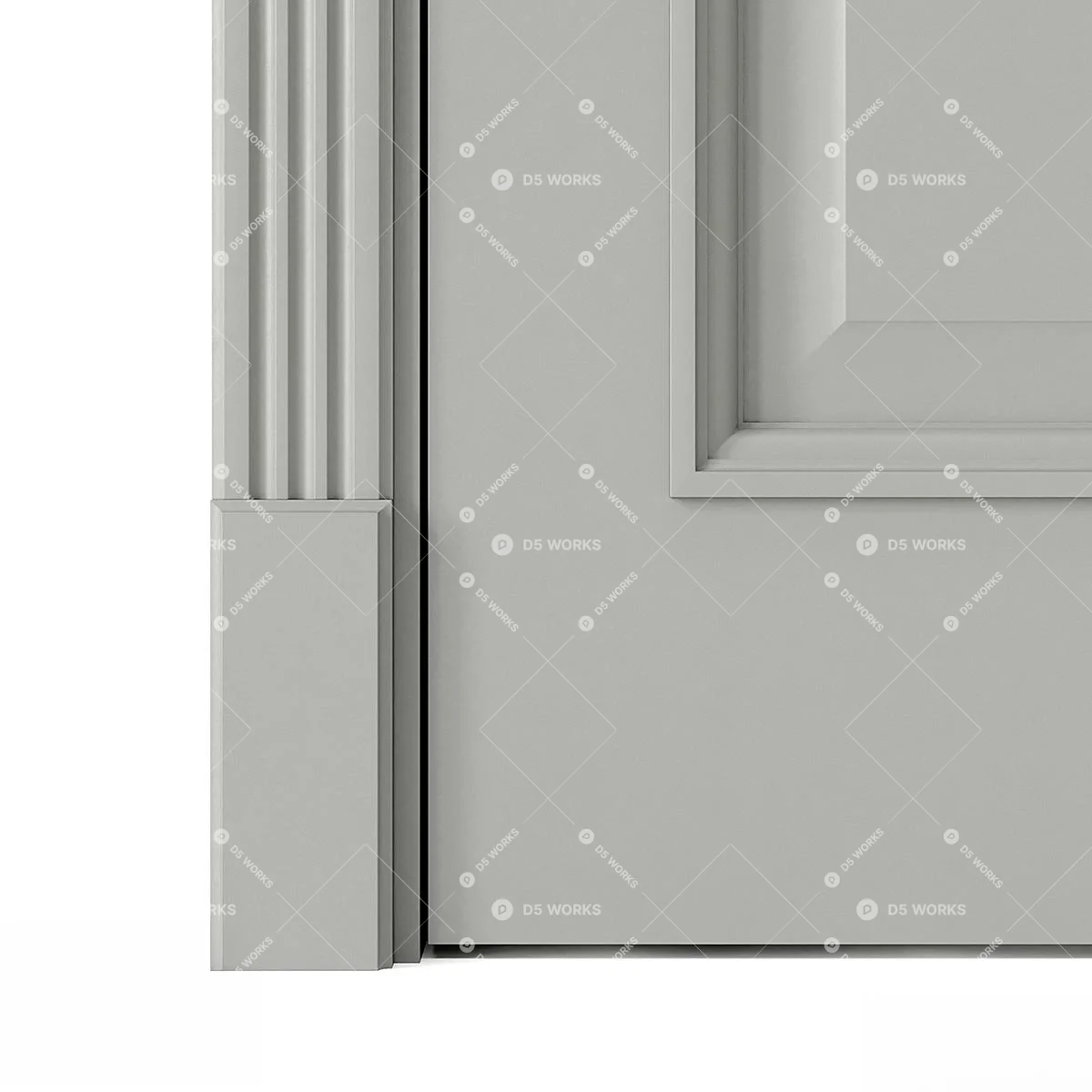 Transitional Single Door 3d model thumbnail 3