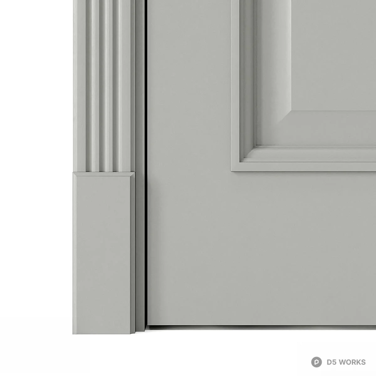 Classic Gray Panel Door With Frosted Glass 3d model thumbnail 3