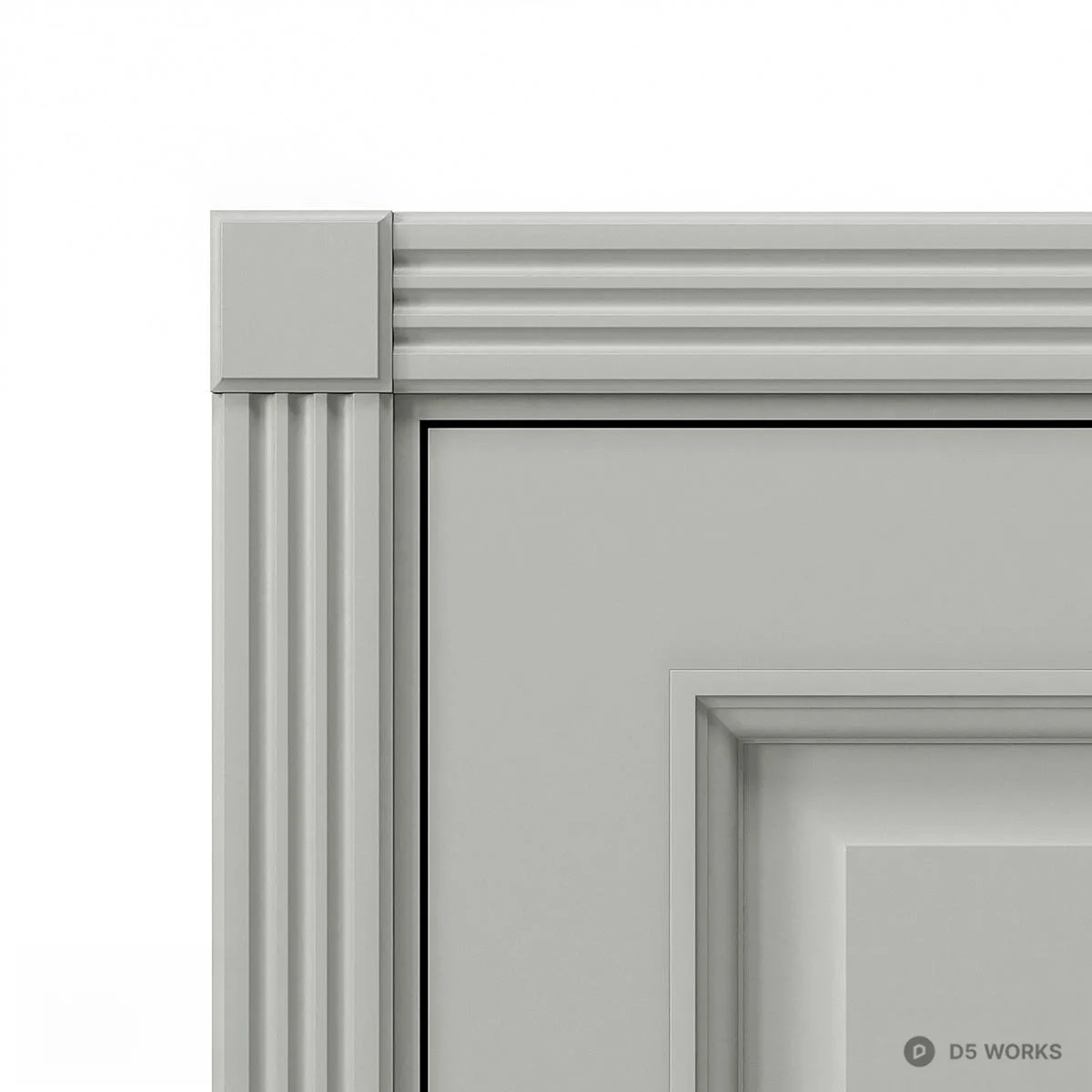 Classic Gray Panel Door With Frosted Glass 3d model thumbnail 2