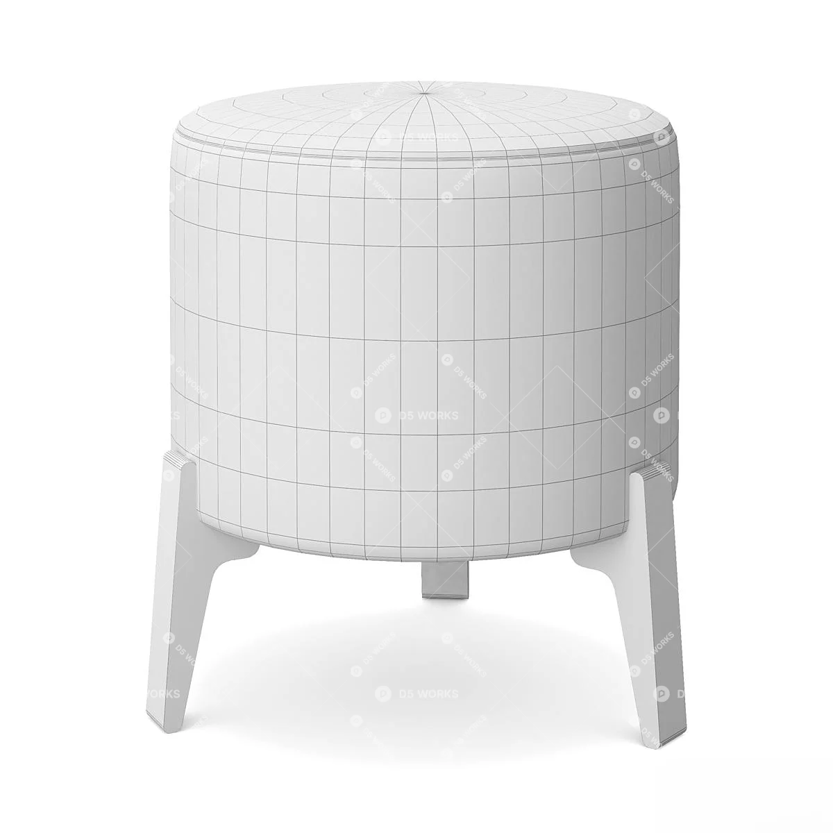 Mid-Century Modern Sofa Stool 3d model thumbnail 2
