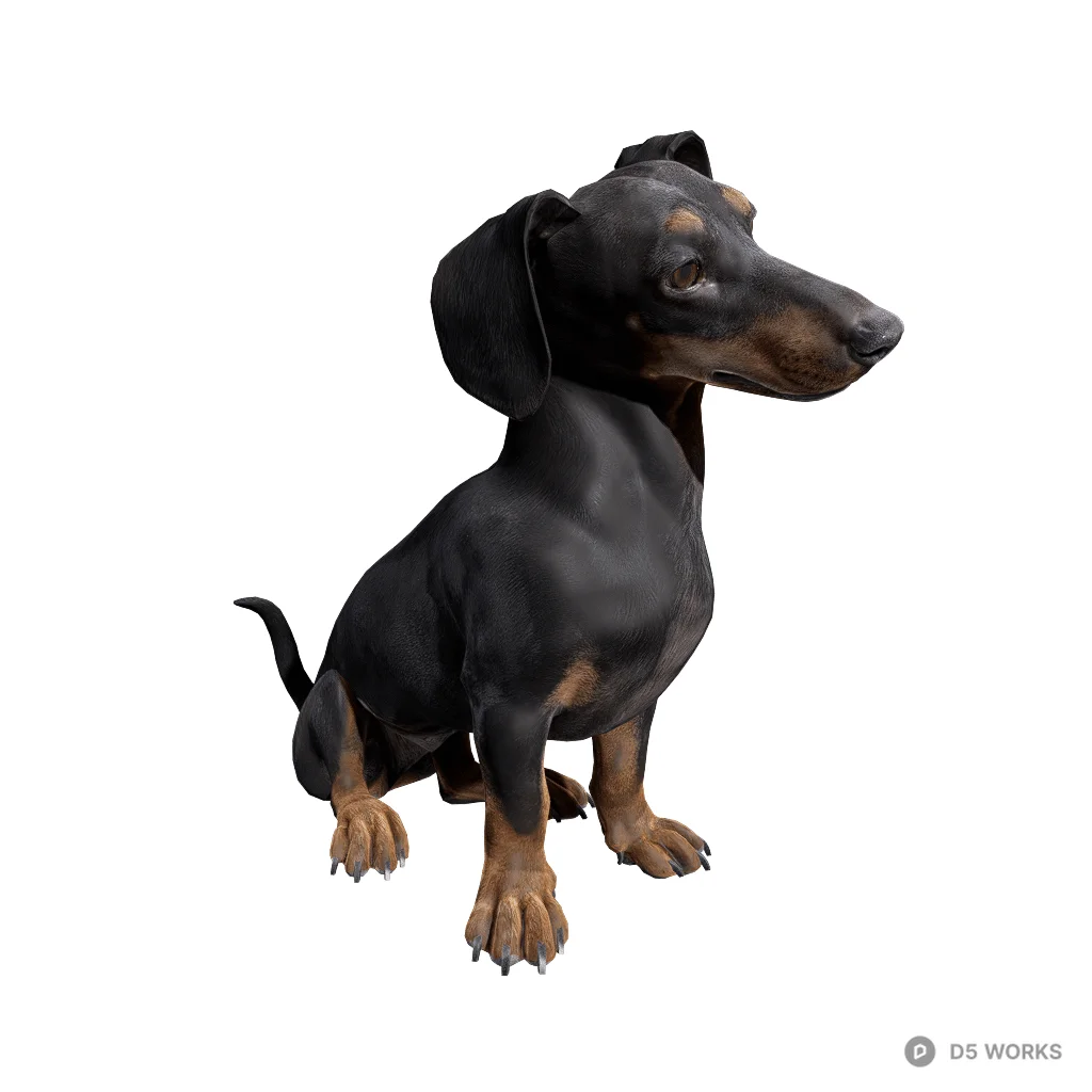 Dog 01 Sitting 3d model - Image 1