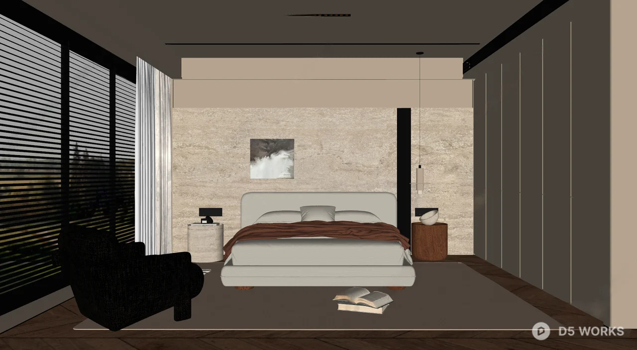 Minimalist Bedroom with Floor-to-Ceiling Windows 3d model thumbnail 2