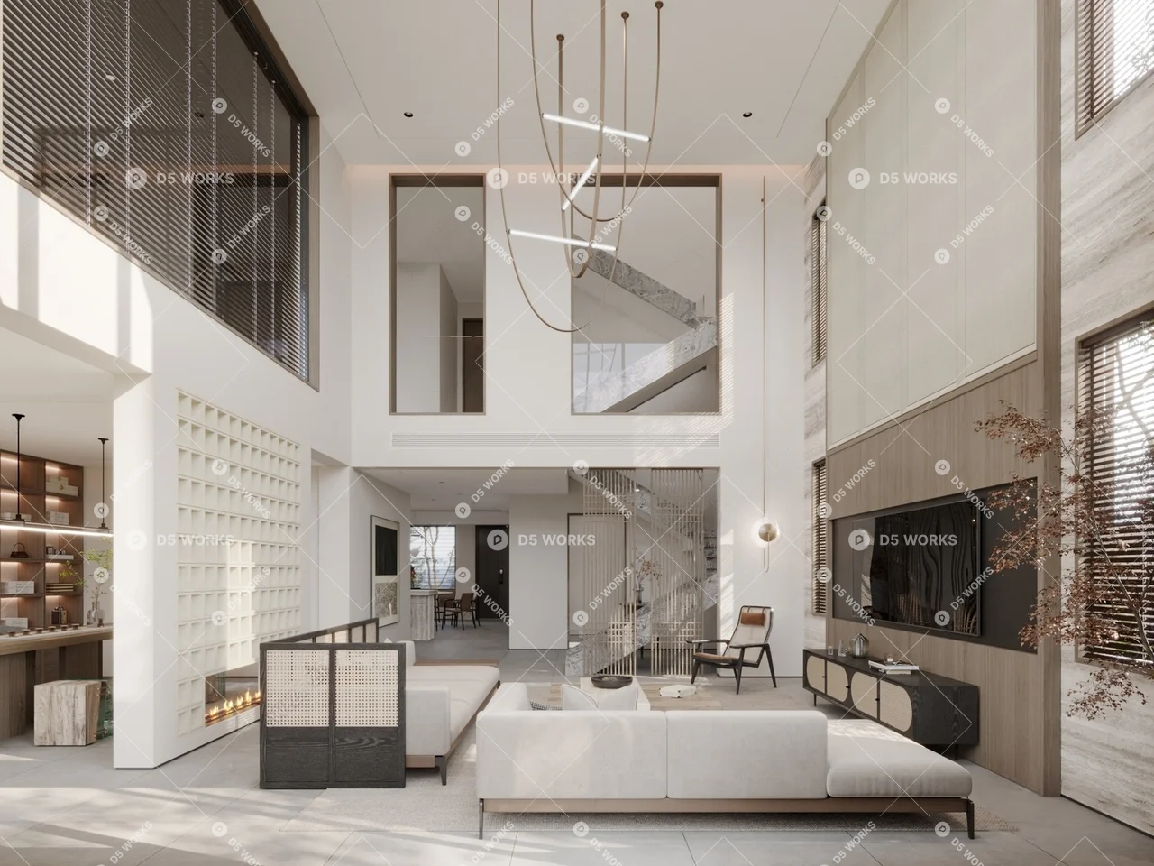 Modern Villa Living Room 3d model thumbnail 3