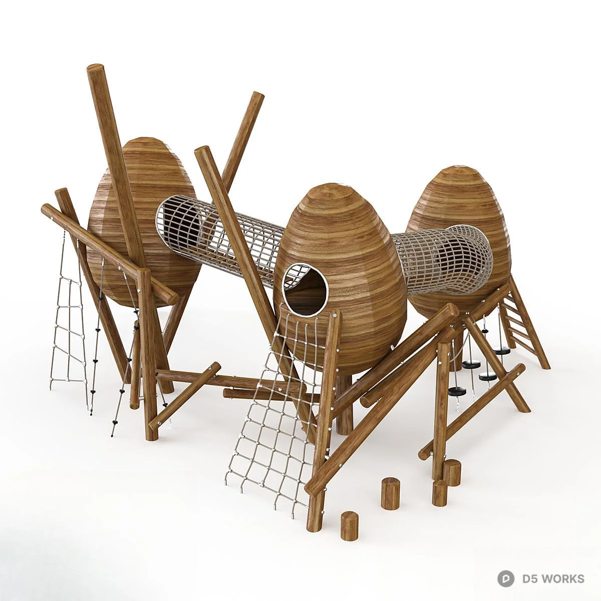 Wooden Egg Slide Structure 3d model thumbnail 2