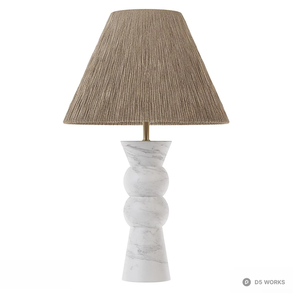 Marble Base Table Lamp With Textured Fabric Shade 3d model - Image 1
