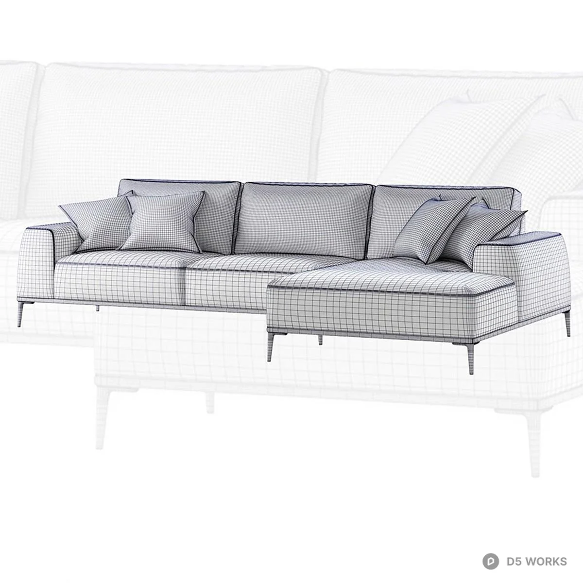 Modern Modular Sectional Sofa With Contrast Cushions 3d model thumbnail 3