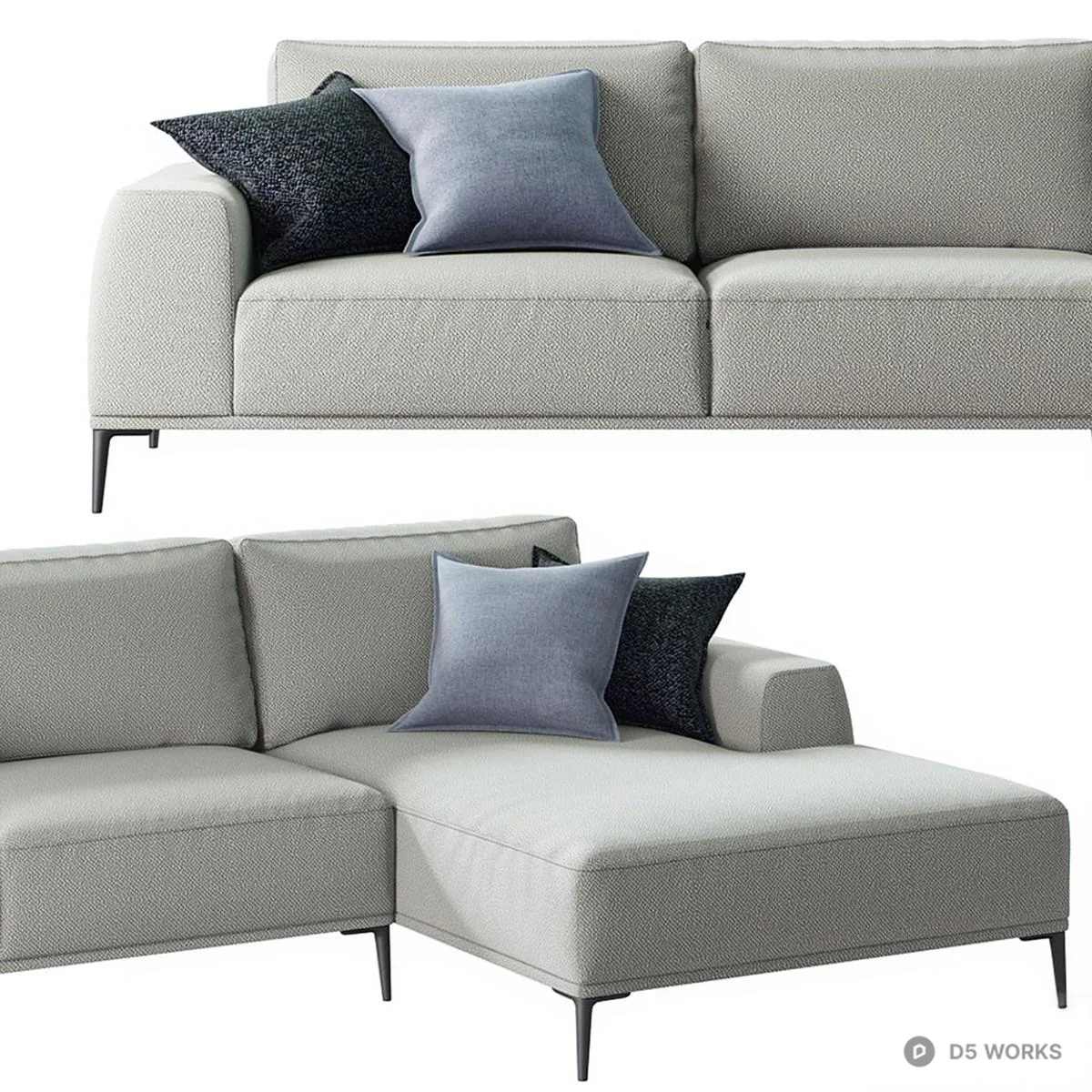 Modern Modular Sectional Sofa With Contrast Cushions 3d model thumbnail 2