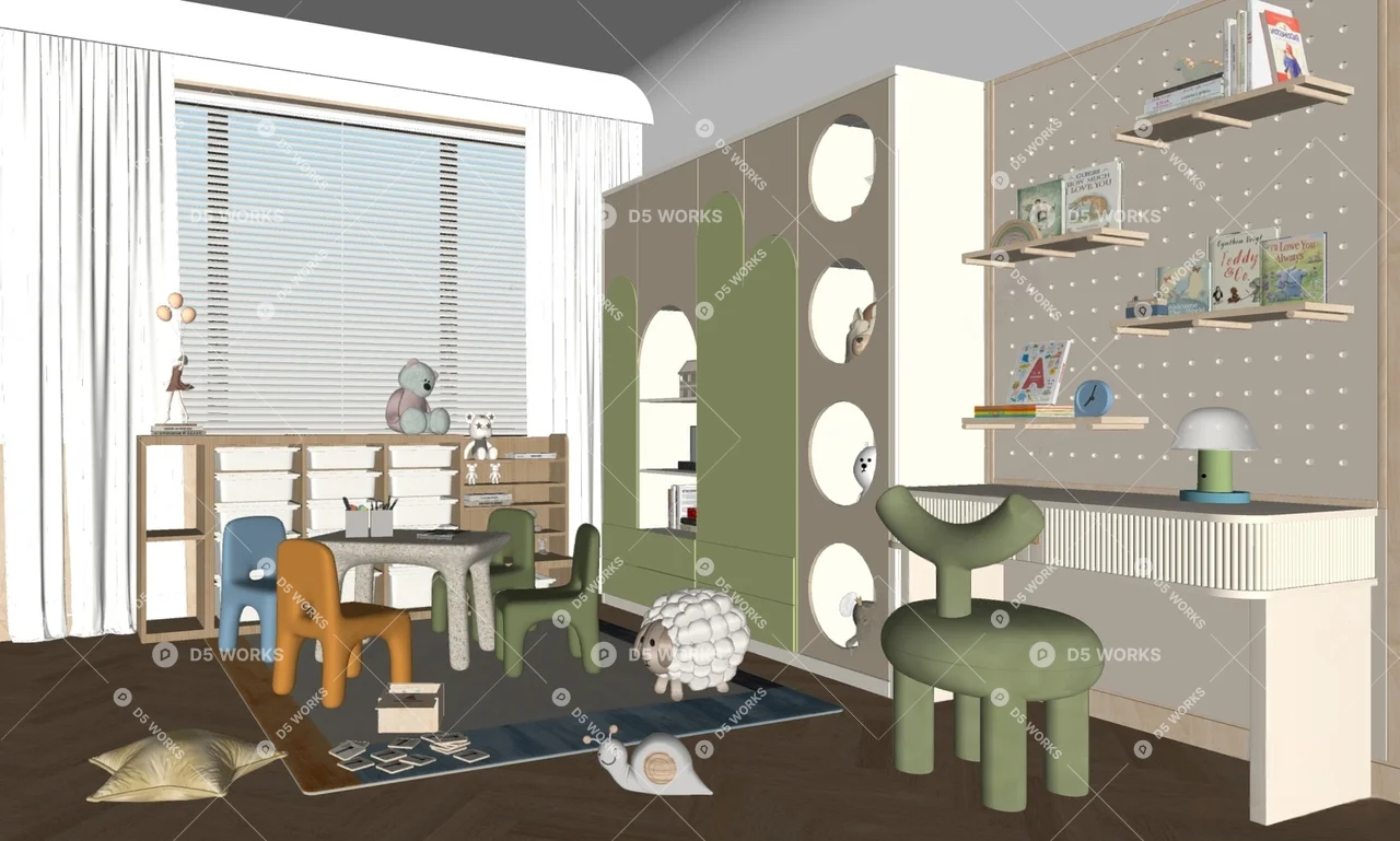 Contemporary Children's Playroom 3d model thumbnail 2