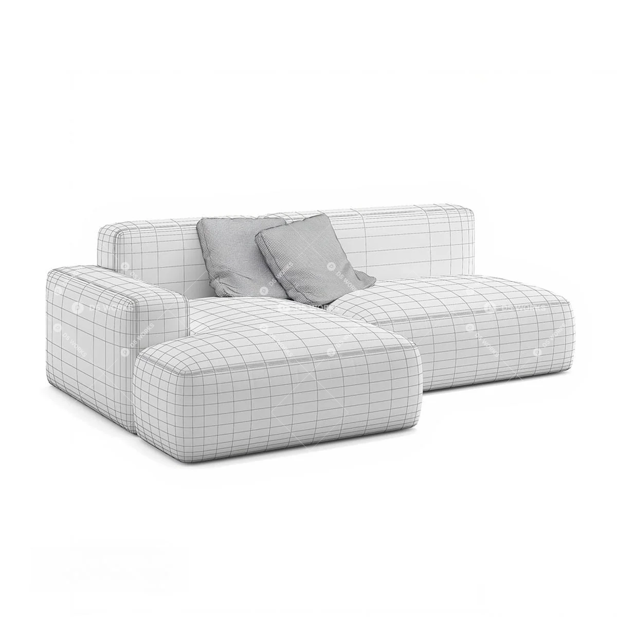 Contemporary Three-seater Sofa 3d model thumbnail 3