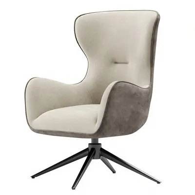 Velvet Upholstered Swivel Lounge Chair 3d model