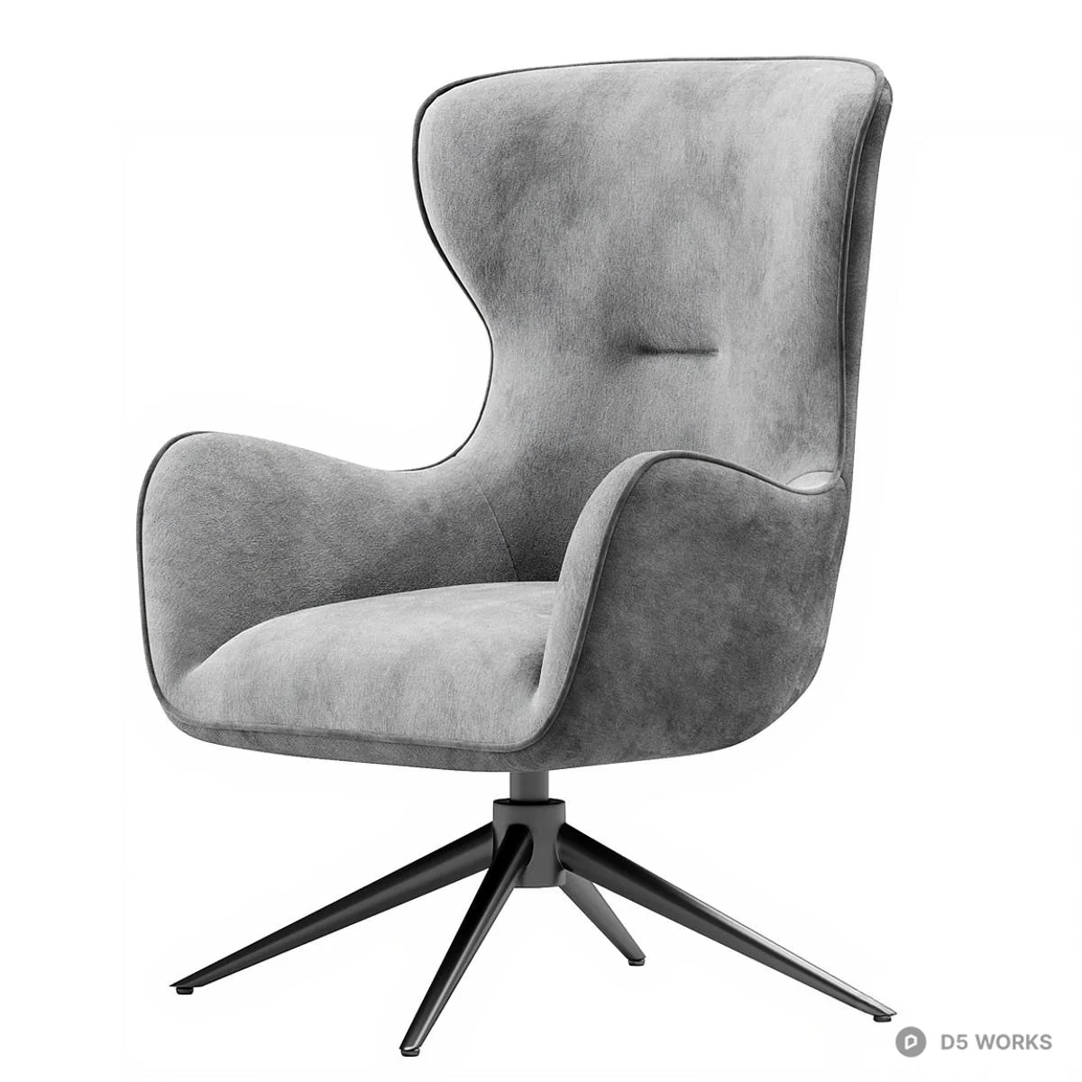 Velvet Upholstered Swivel Lounge Chair 3d model thumbnail 2
