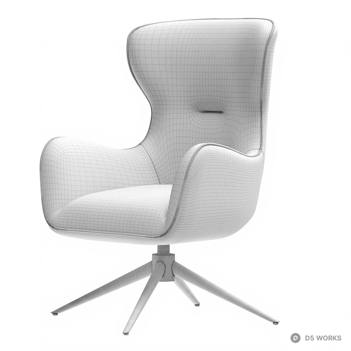 Velvet Upholstered Swivel Lounge Chair 3d model thumbnail 3