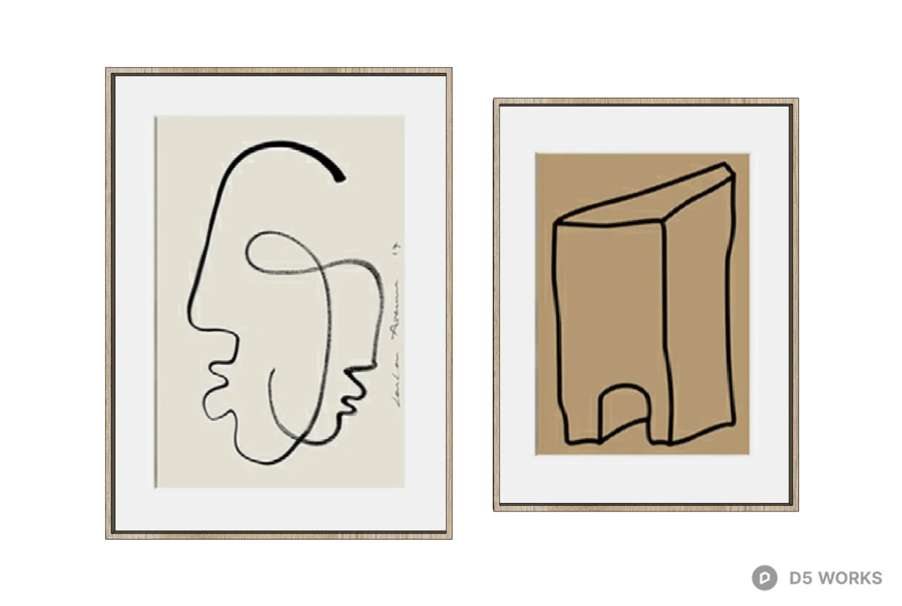 Abstract Line Art Framed Wall Decor 3d model - Image 1