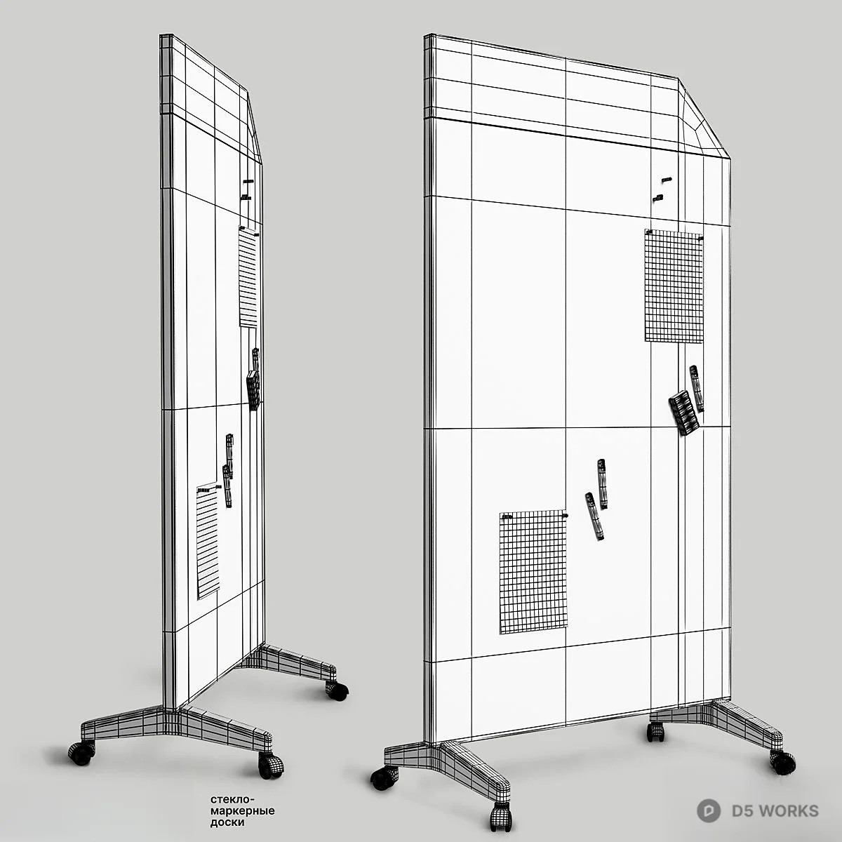 Mobile Whiteboard With Photos 3d model thumbnail 2