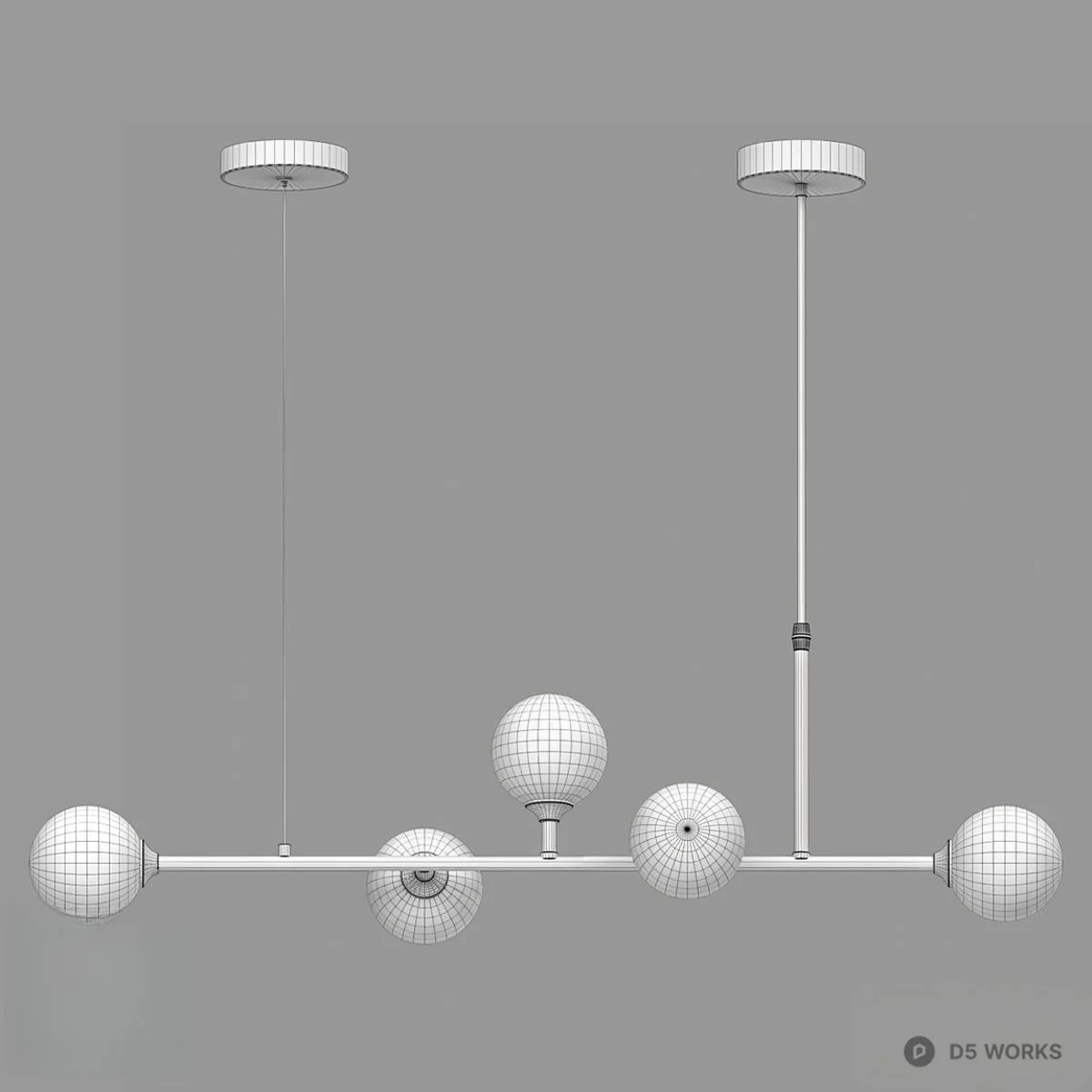 Modern Brass Linear Pendant Light 3d model thumbnail 2