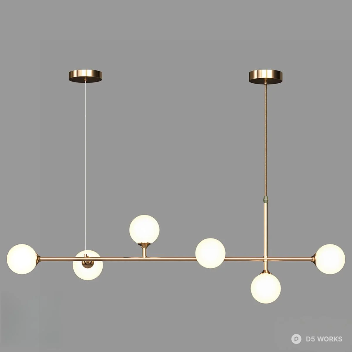 Modern Brass Linear Pendant Light 3d model thumbnail 3