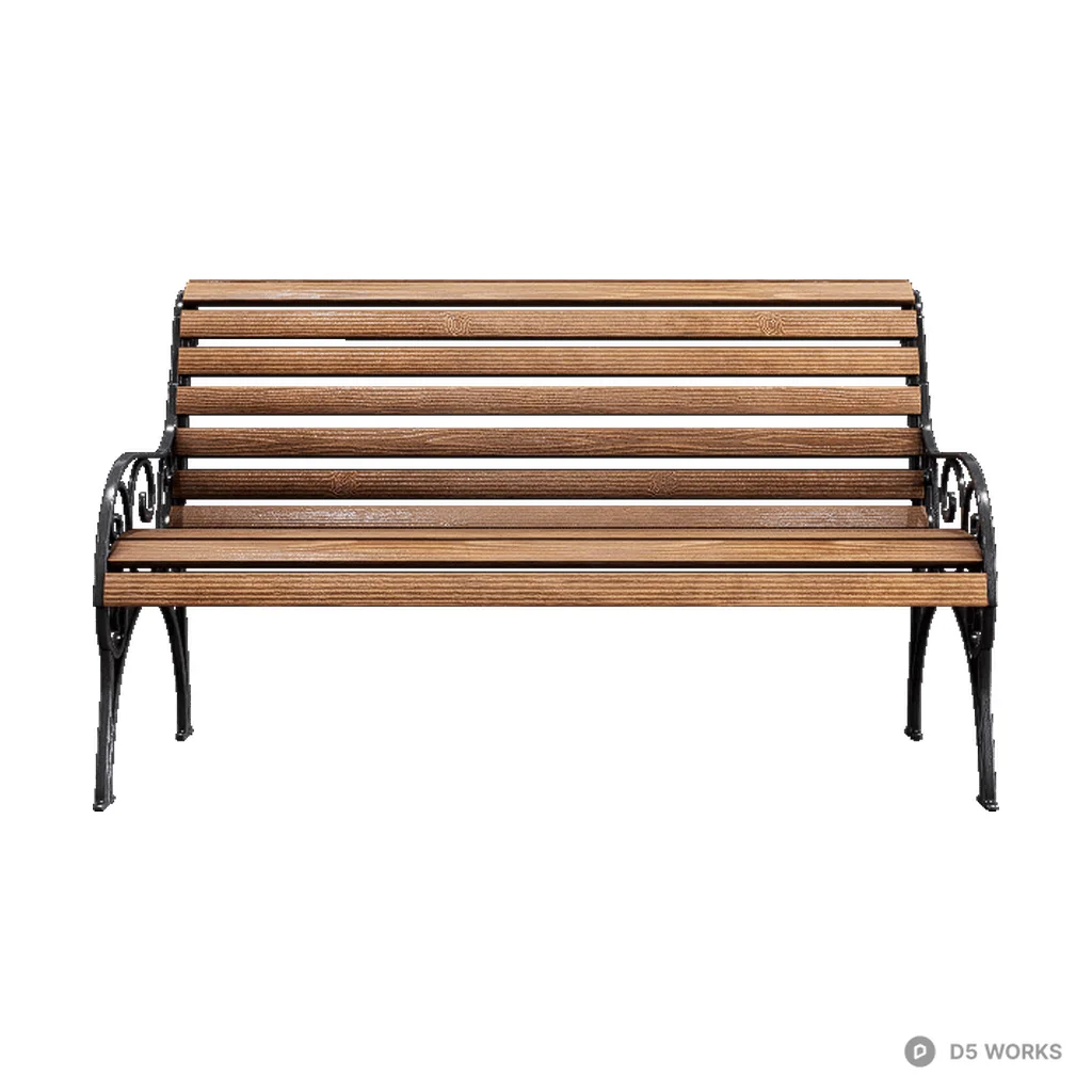 Outdoor Wooden Bench 06 3d model - Image 1