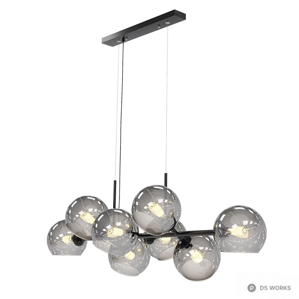 Modern Glass Sphere Pendant Light 3d model thumbnail 2