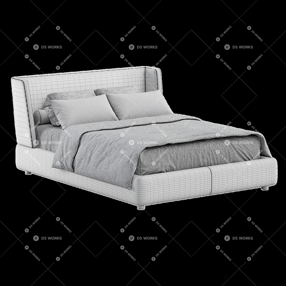 Modern Double Bed 3d model thumbnail 4