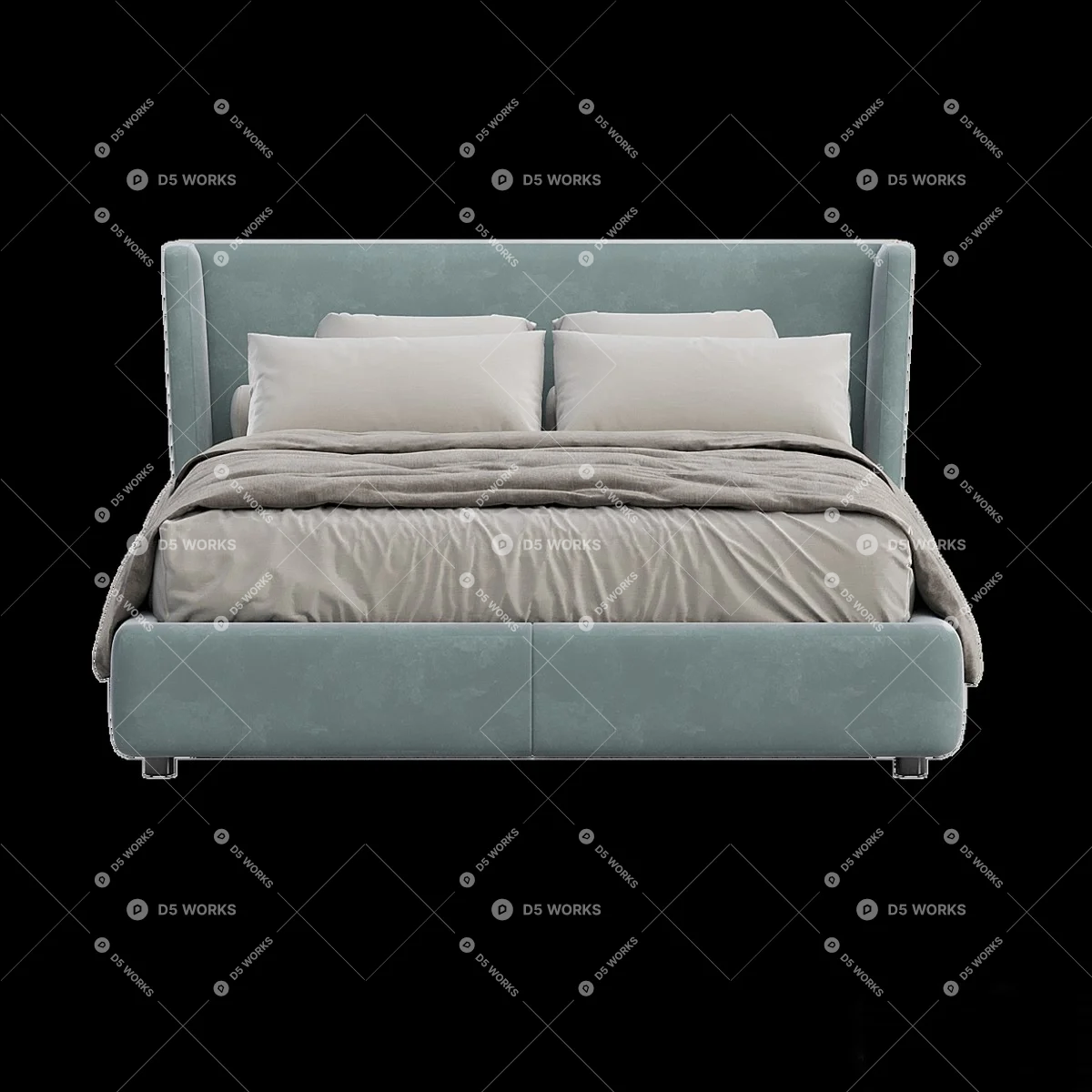 Modern Double Bed 3d model thumbnail 2