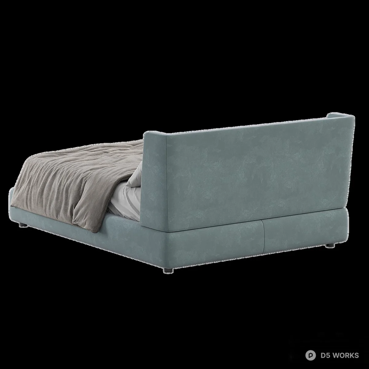 Upholstered Headboard Double Bed 3d model thumbnail 3