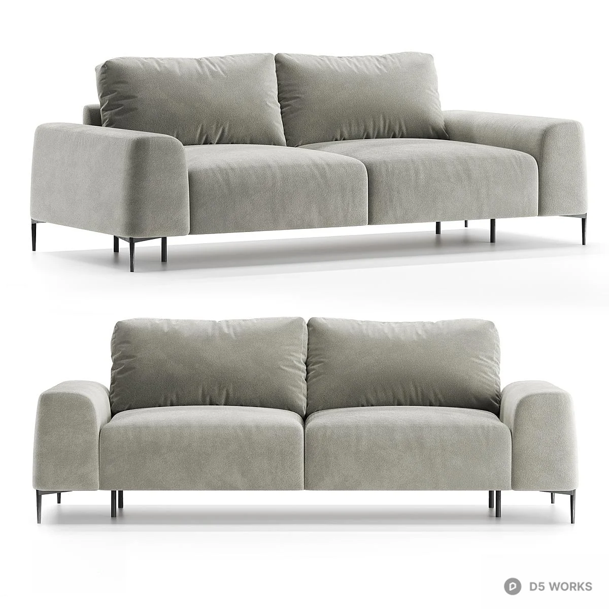 Modern Velvet Three Seater Sofa With Convertible Bed Function 3d model thumbnail 2