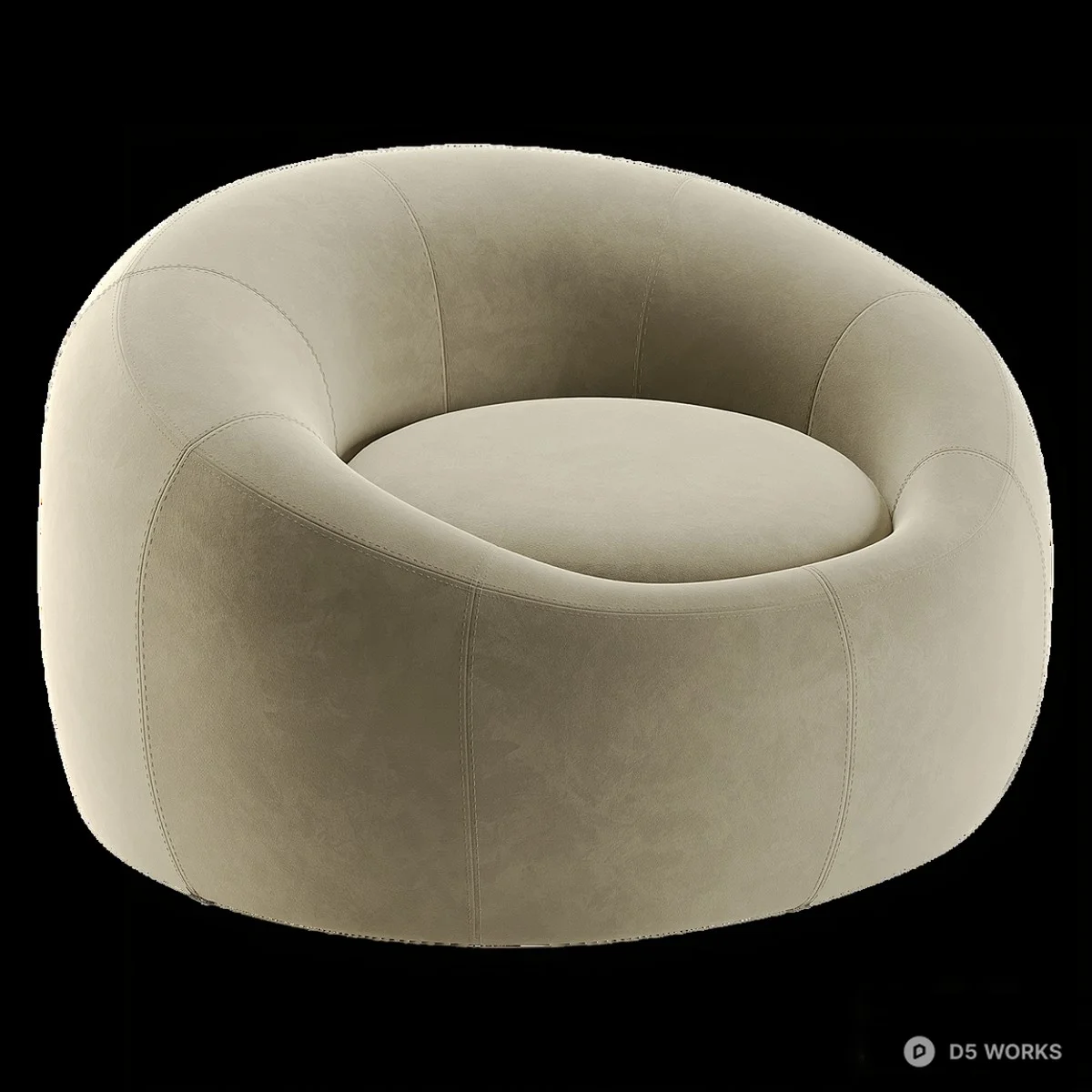Round Upholstered Single Sofa 3d model - Image 1